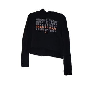 RAW HEM CROP TOP HOODIE ORANGE THEORY